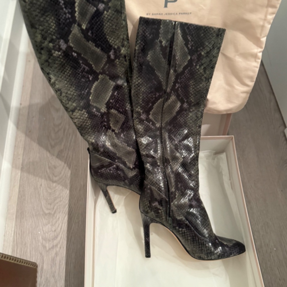 SJP Grey snake Boots